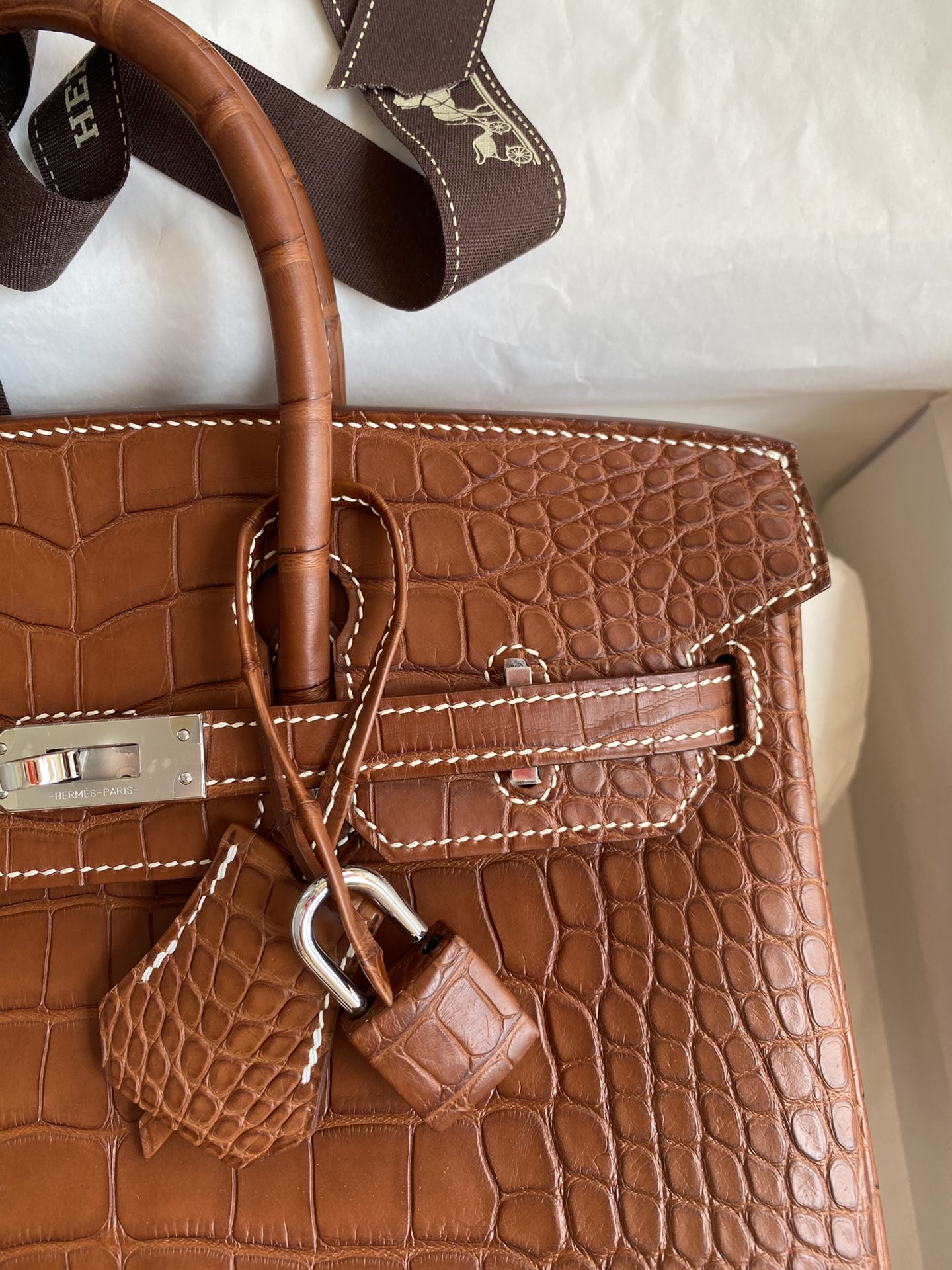 Hermes Birkin 25CM Handmade Bag In Brown Matte Alligator Leather